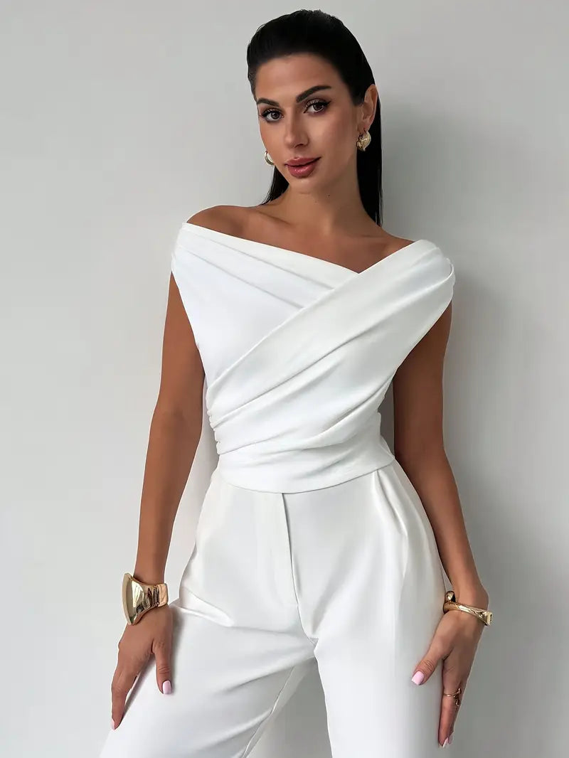 Elegant Draped Shoulder Top