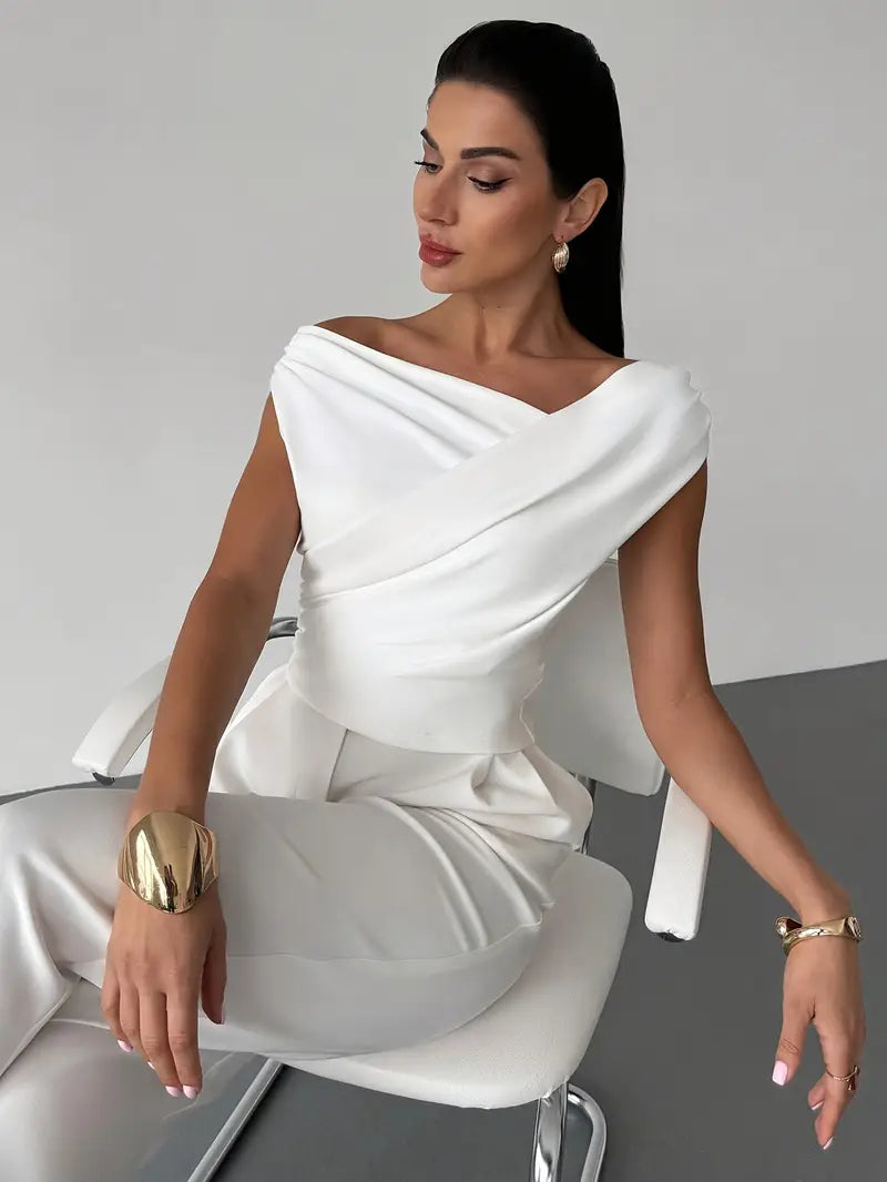 Elegant Draped Shoulder Top
