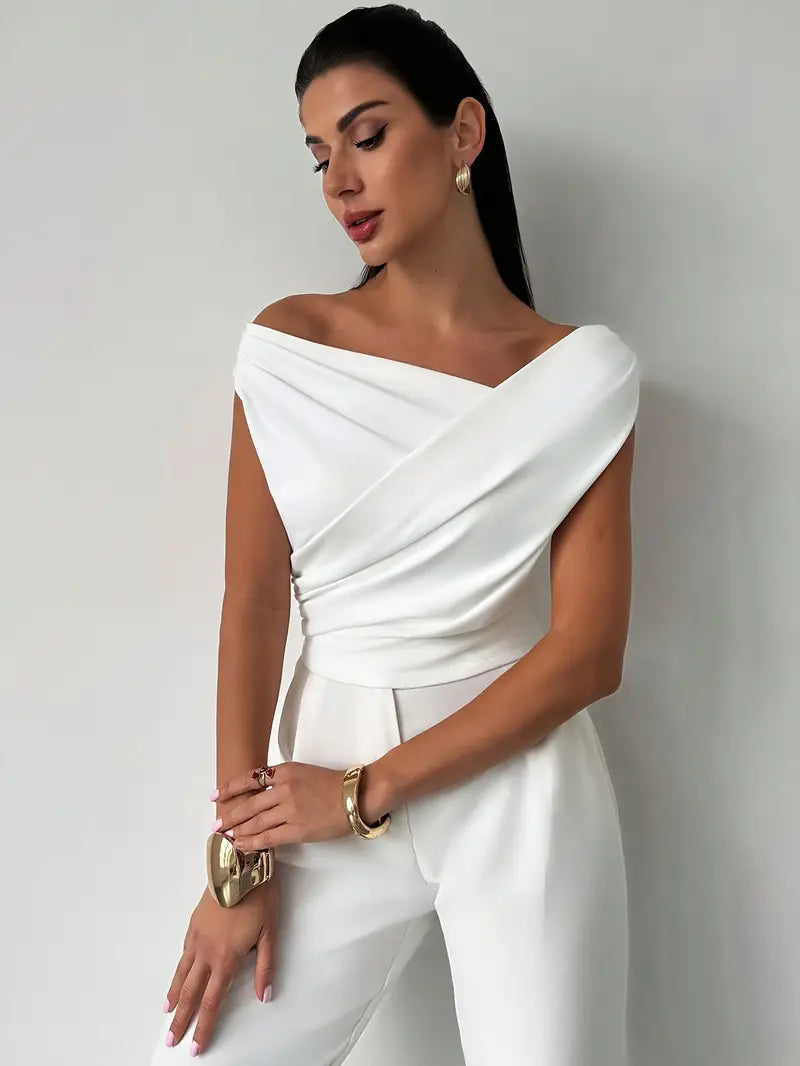 Elegant Draped Shoulder Top