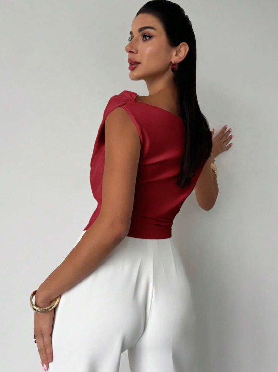 Elegant Draped Shoulder Top