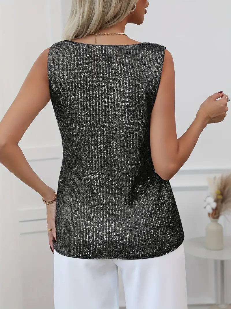Sparkling V-Neck Glitter Top