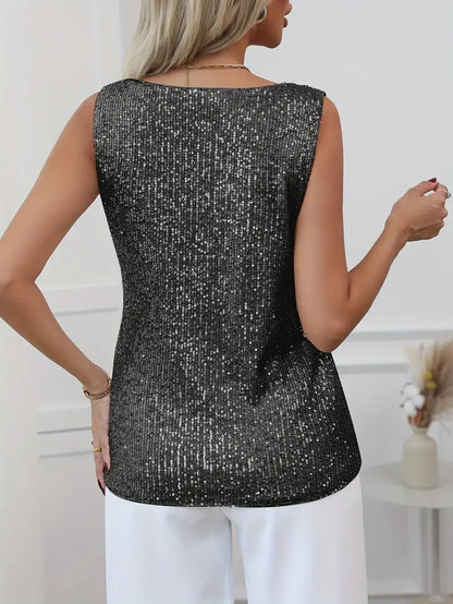 Sparkling V-Neck Glitter Top