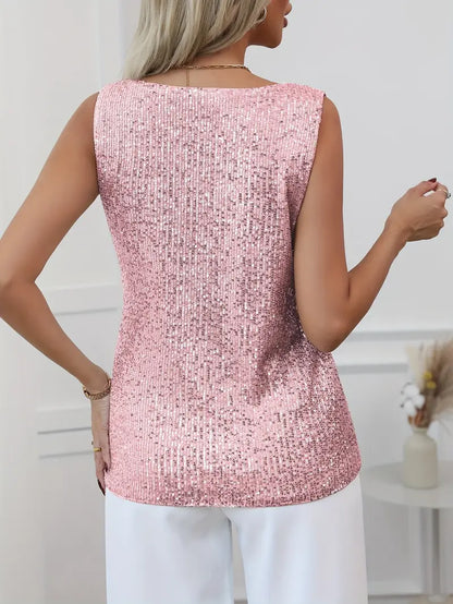 Sparkling V-Neck Glitter Top