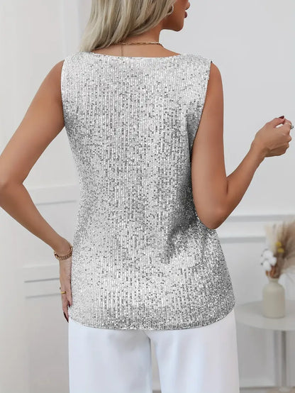 Sparkling V-Neck Glitter Top