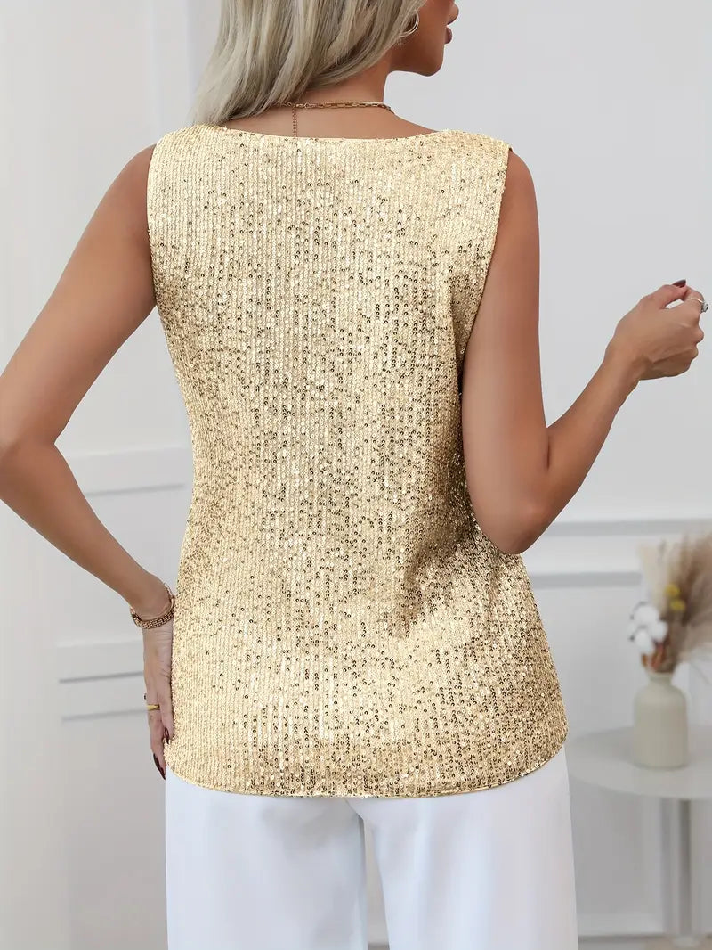 Sparkling V-Neck Glitter Top