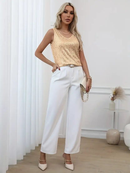Sparkling V-Neck Glitter Top