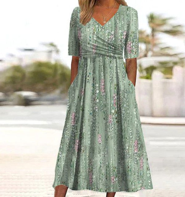 Romantic Floral A-Line Midi Dress