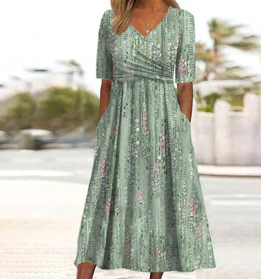 Romantic Floral A-Line Midi Dress