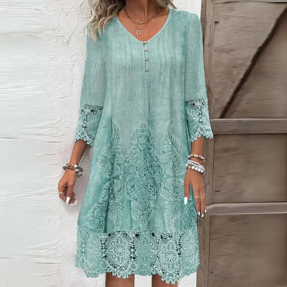 Casual Loose Fit  Lace Hem Midi Dress for Women