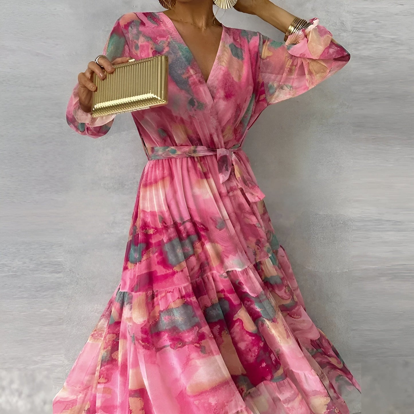 Floral Pleated Summer Midi Dress for Women
