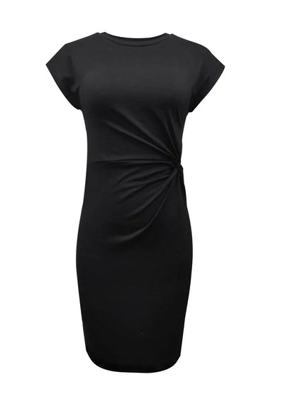Women’s Elegant Fitted Midi Dress with Twist Detail