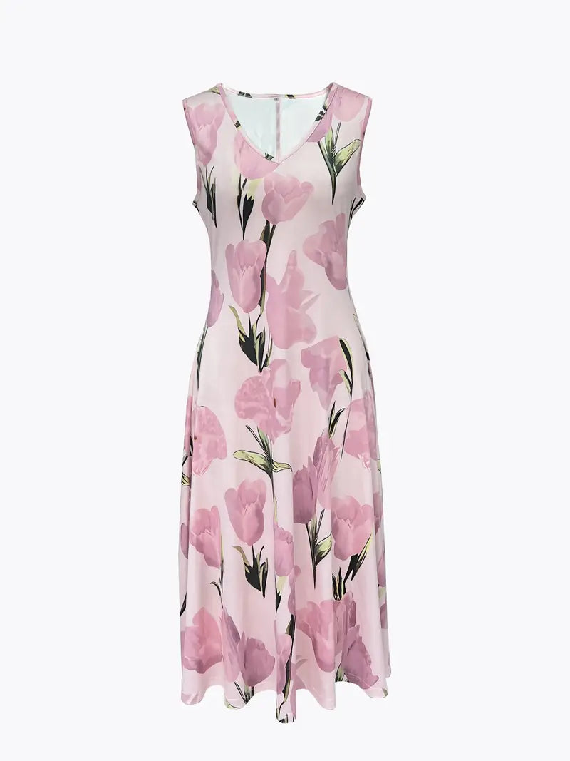 Floral Maxi Dress with Cropped Cardigan Set for Women