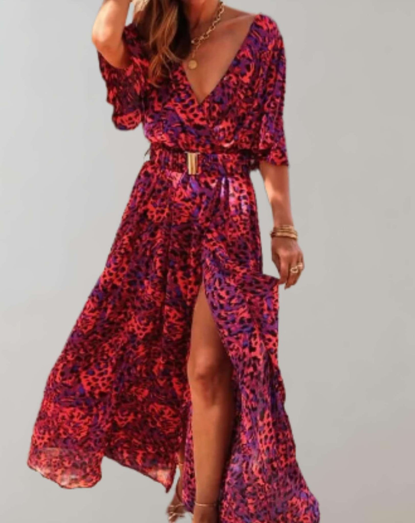 Floral Wrap Maxi Dress with Side Slit