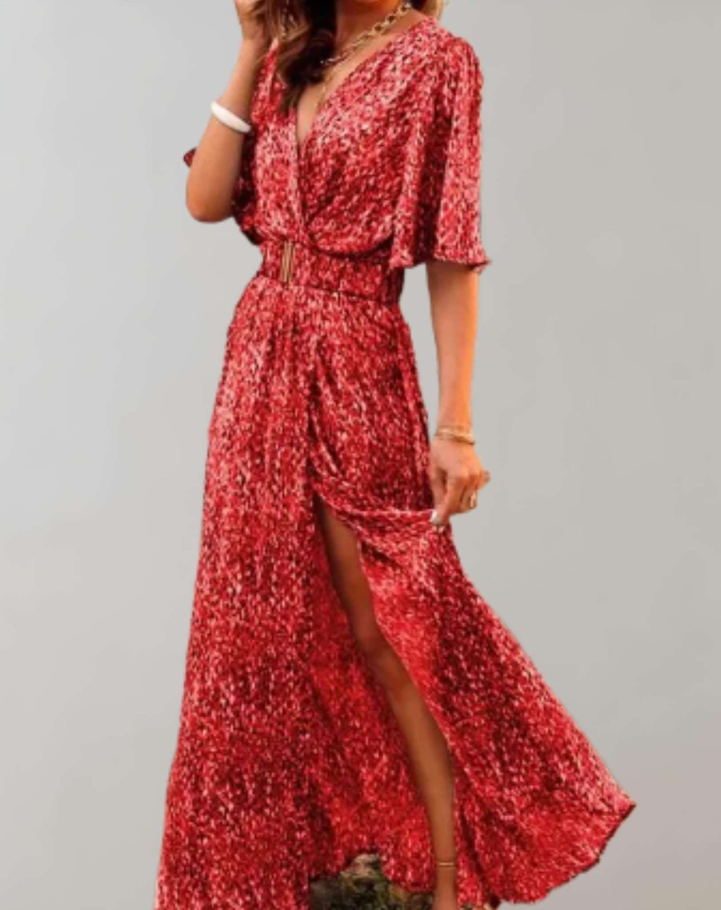 Floral Wrap Maxi Dress with Side Slit