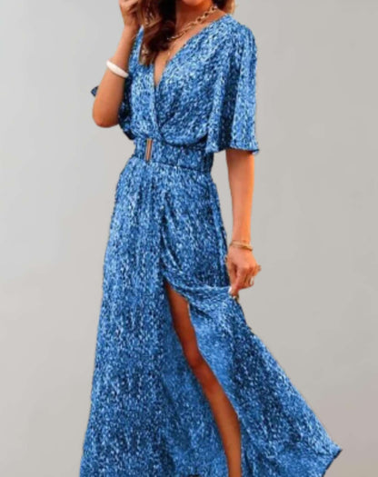 Floral Wrap Maxi Dress with Side Slit