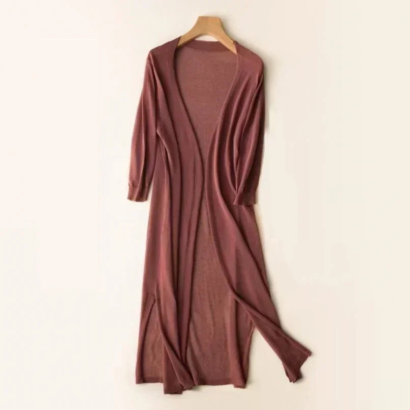 Flowy Open Front Long Cardigan for Women