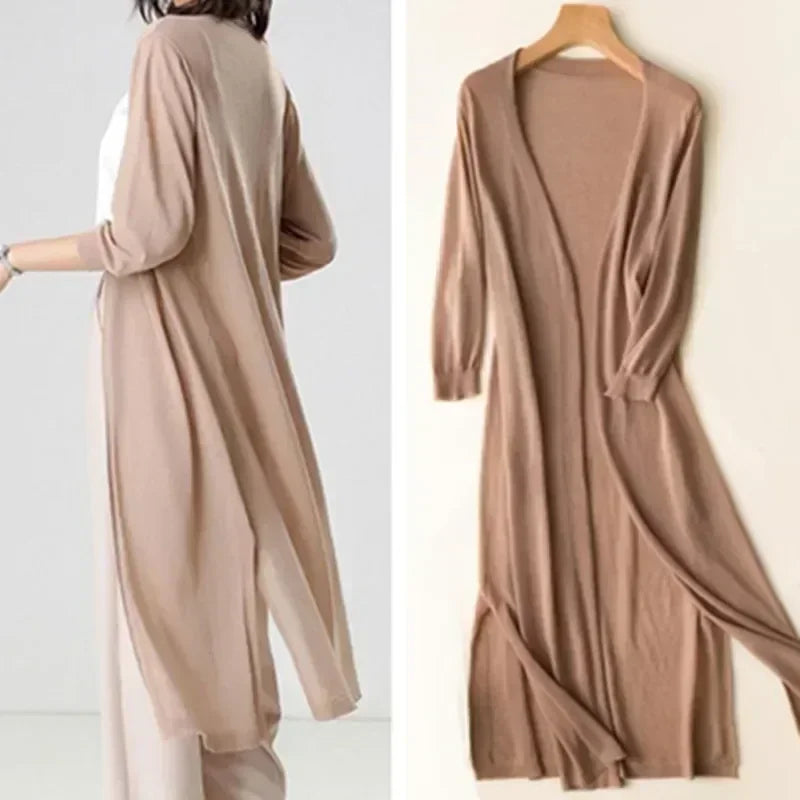Flowy Open Front Long Cardigan for Women