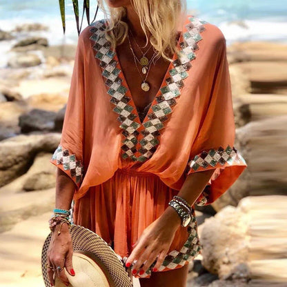 Women’s Boho V-Neck Short Jumpsuit