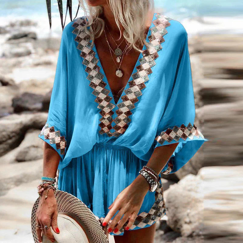 Women’s Boho V-Neck Short Jumpsuit