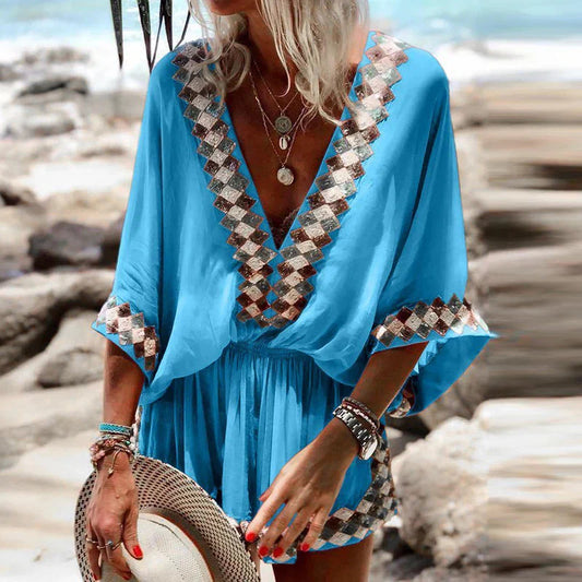Women’s Boho V-Neck Short Jumpsuit