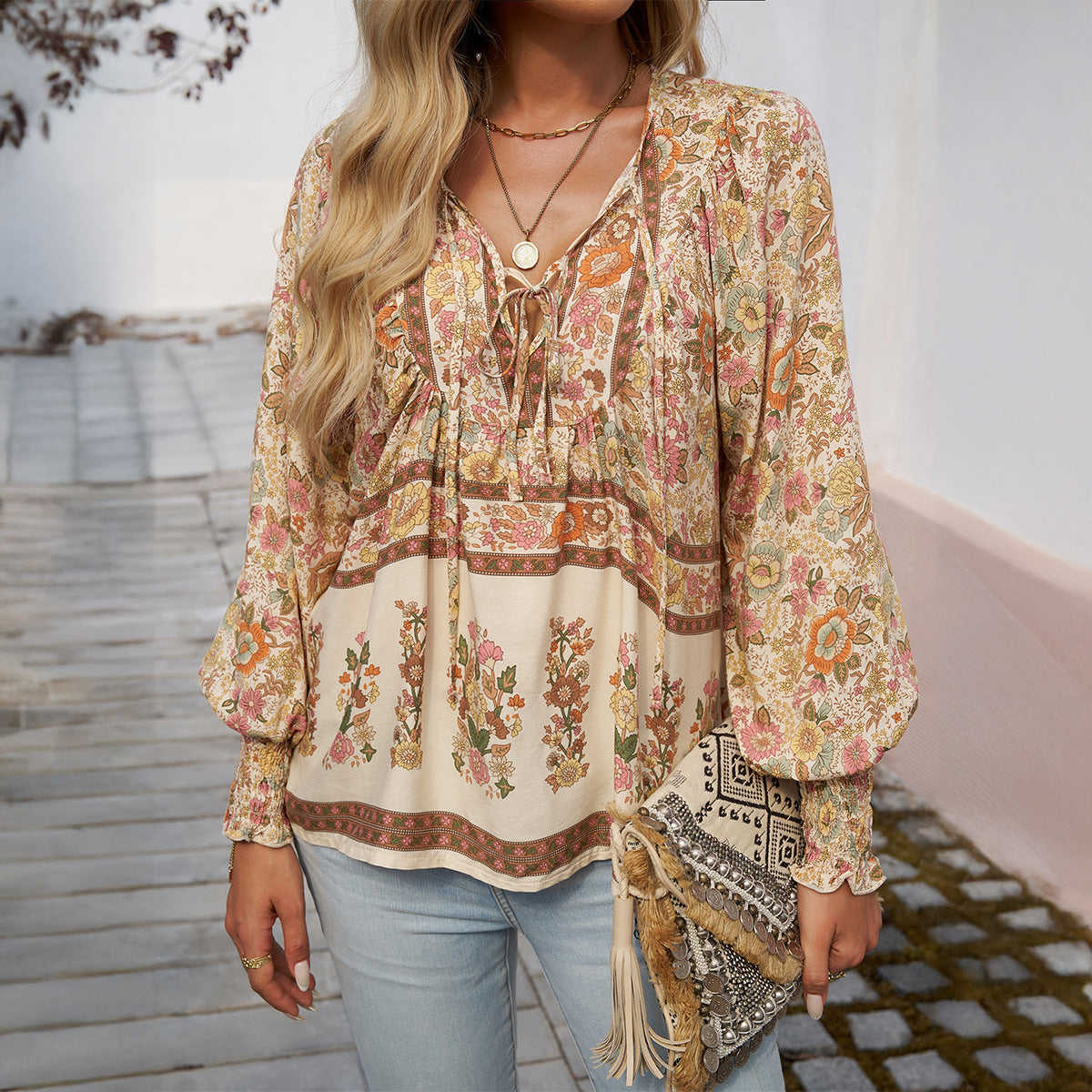 Women’s Boho Floral Loose Blouse