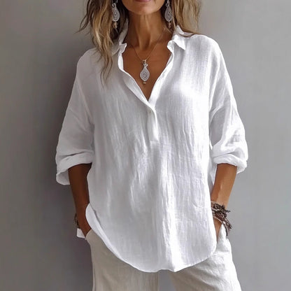 Women's Linen Button Shirt Wide Sleeves