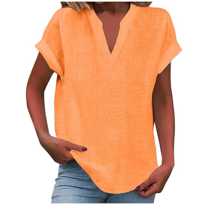 Casual V-Neck Short Sleeve Blouse for Women