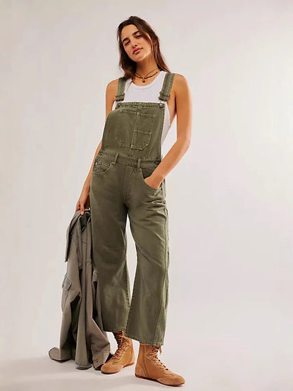 Women's Oversized Denim Overalls with Pockets