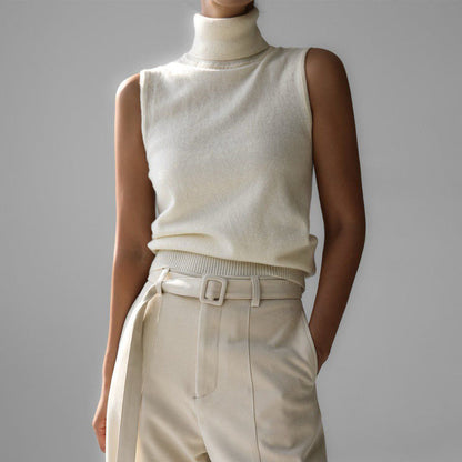 Women's Sleeveless Mock Neck Knit Top