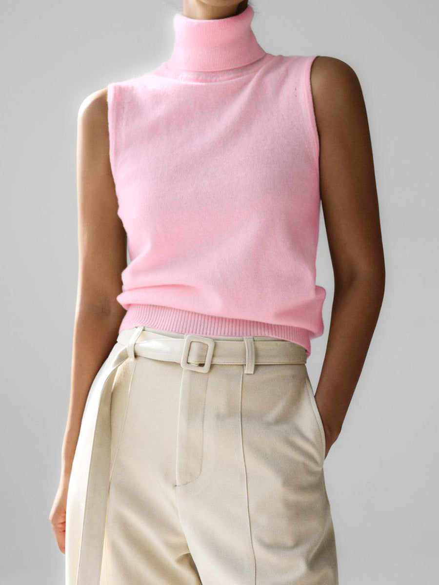 Women's Sleeveless Mock Neck Knit Top
