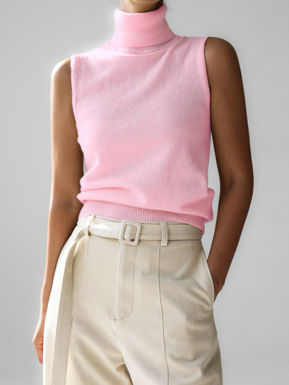 Women's Sleeveless Mock Neck Knit Top