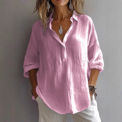 Women's Linen Button Shirt Wide Sleeves