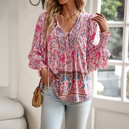 Women’s Boho Floral Loose Blouse