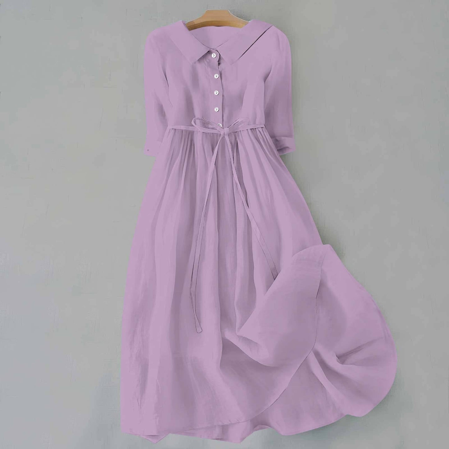 Button Front A-Line Casual Midi Dress for Women