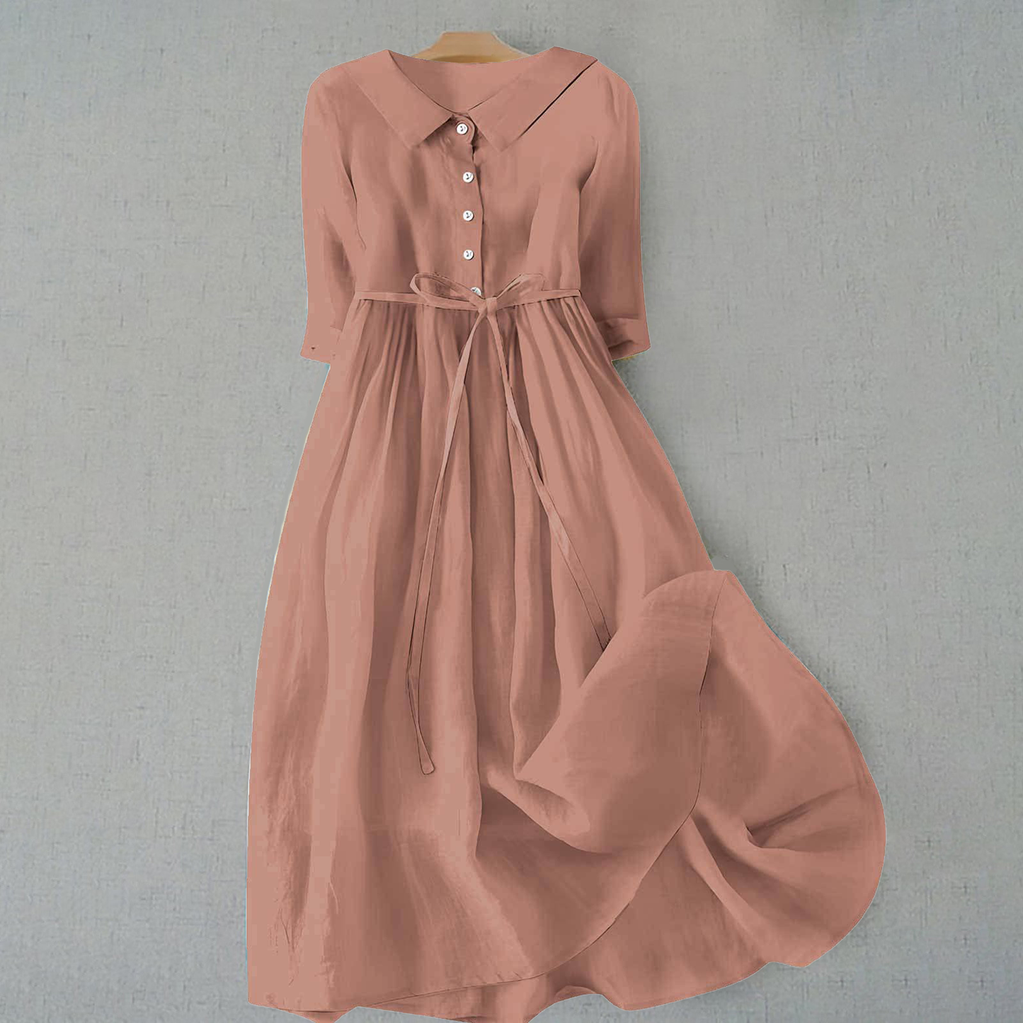 Button Front A-Line Casual Midi Dress for Women