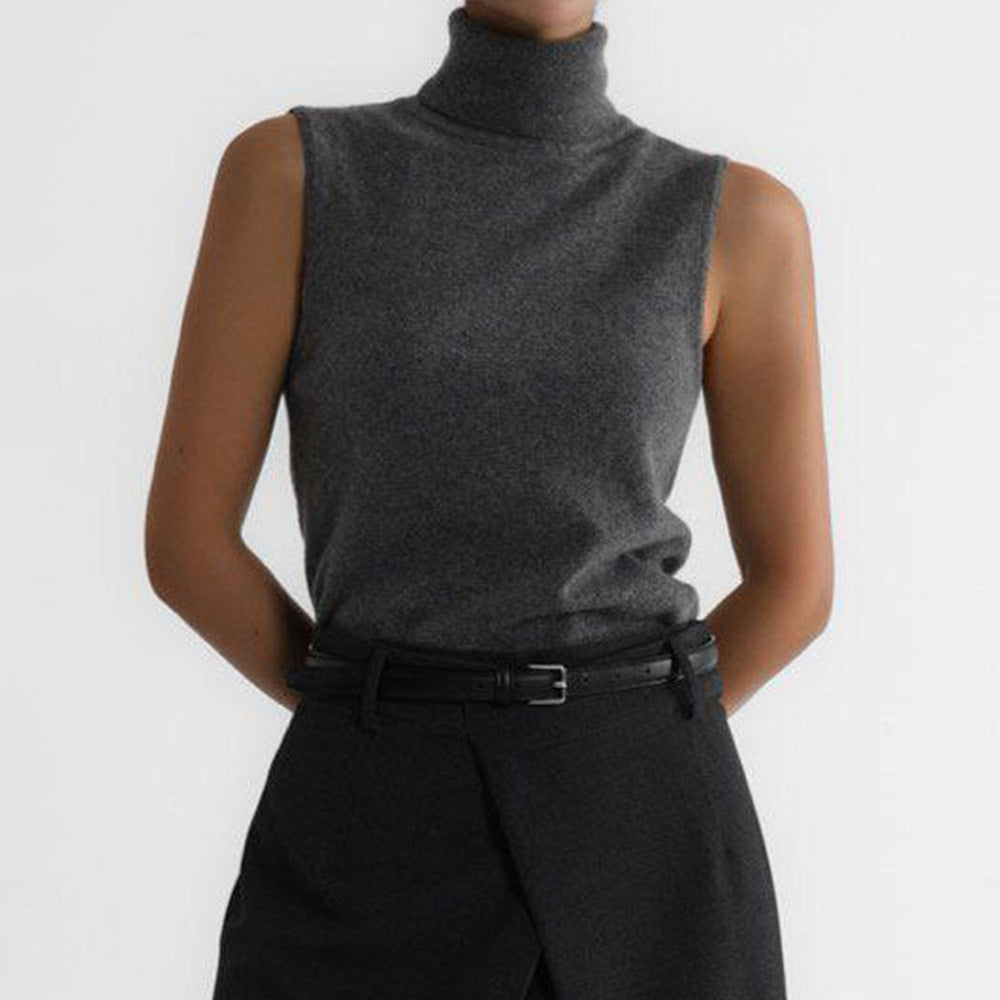 Women's Sleeveless Mock Neck Knit Top