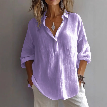 Women's Linen Button Shirt Wide Sleeves