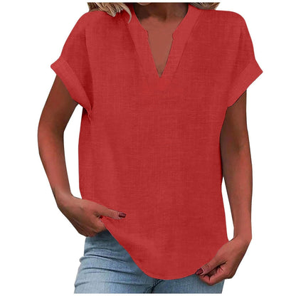 Casual V-Neck Short Sleeve Blouse for Women