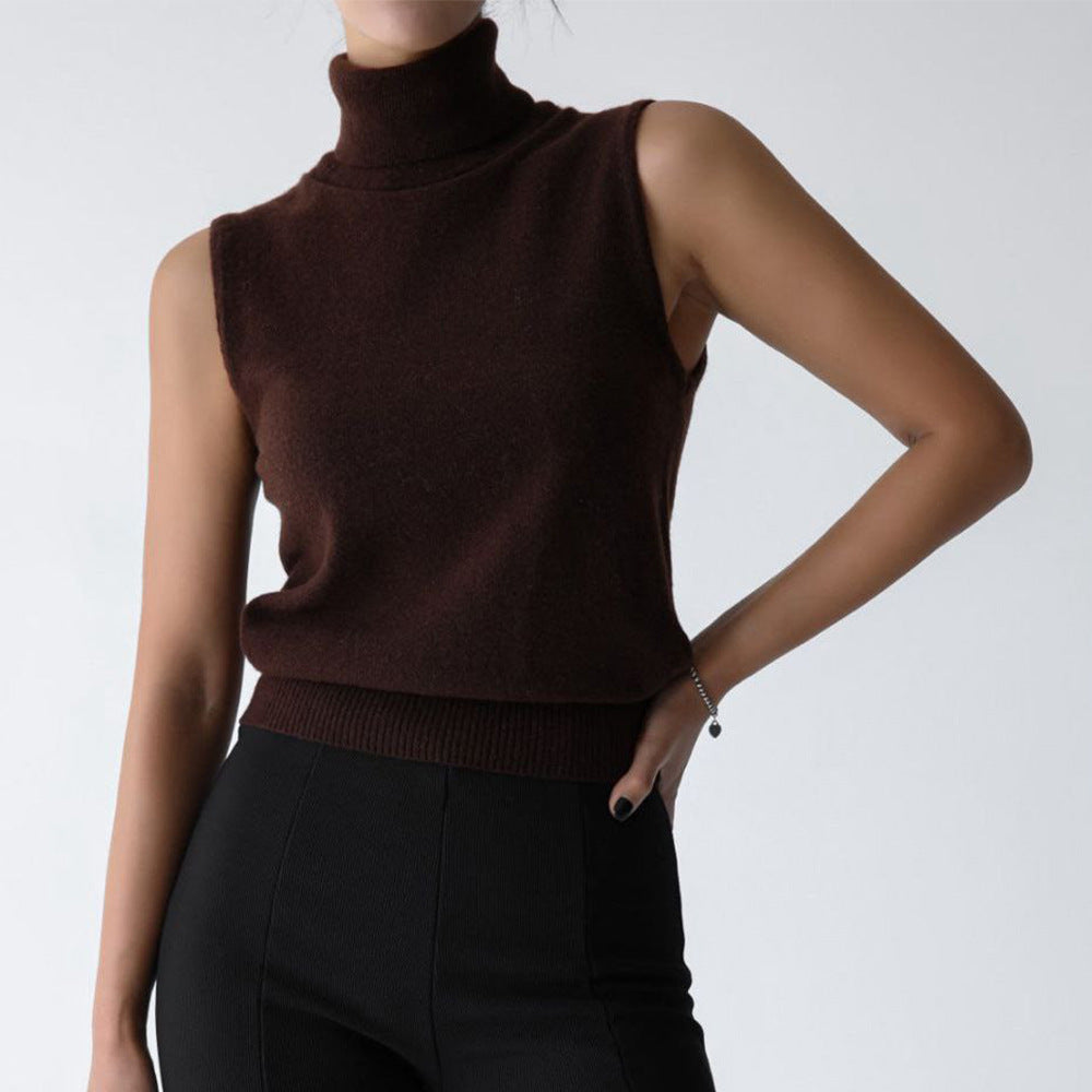 Women's Sleeveless Mock Neck Knit Top