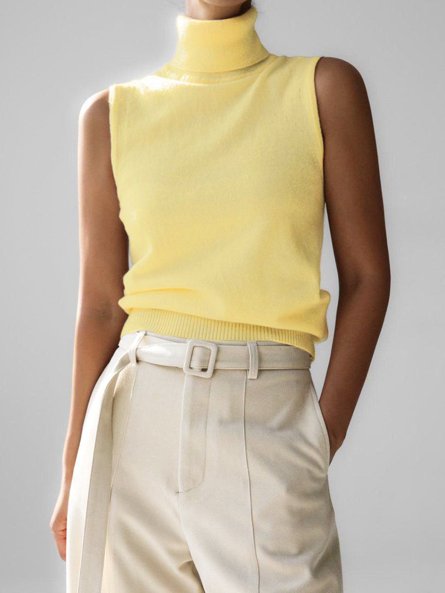 Women's Sleeveless Mock Neck Knit Top