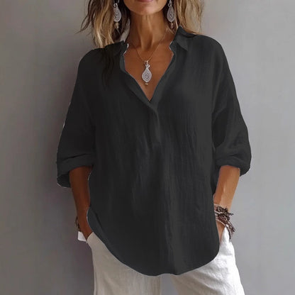 Women's Linen Button Shirt Wide Sleeves