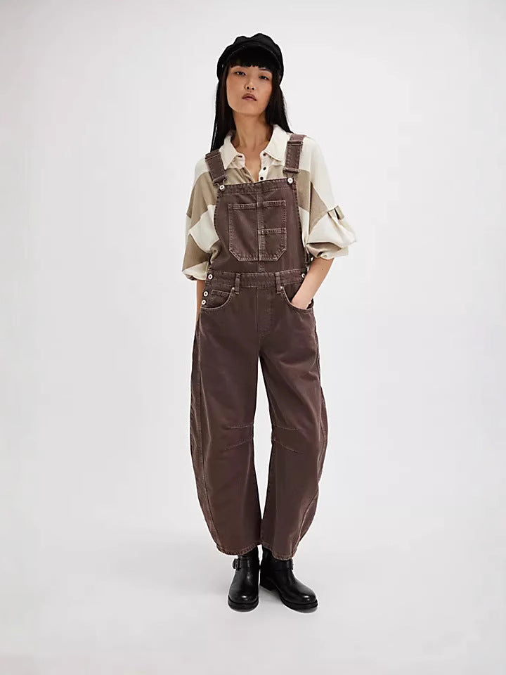 Women's Oversized Denim Overalls with Pockets