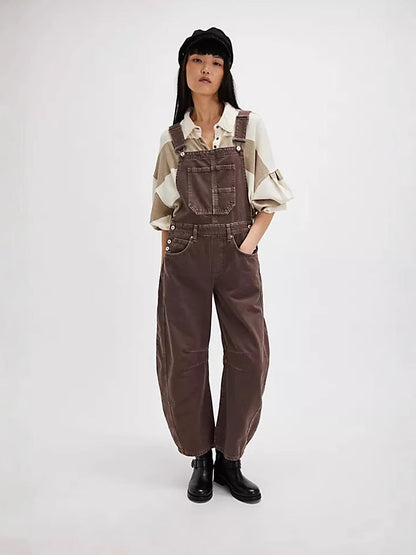 Women's Oversized Denim Overalls with Pockets
