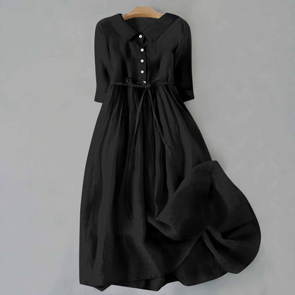 Button Front A-Line Casual Midi Dress for Women