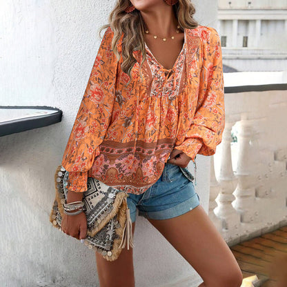 Women’s Boho Floral Loose Blouse