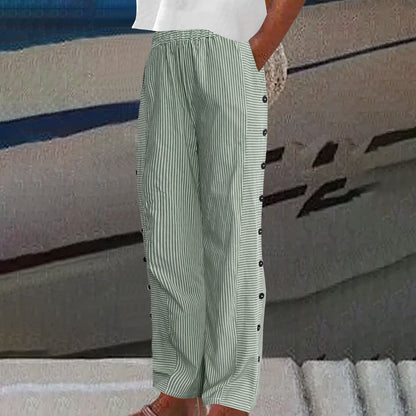 Sera Striped Linen Cotton Pants for Women, Casual