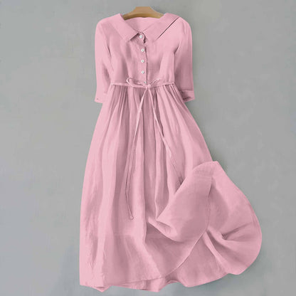 Elegant Button-Front Flowing Midi Dress for Women