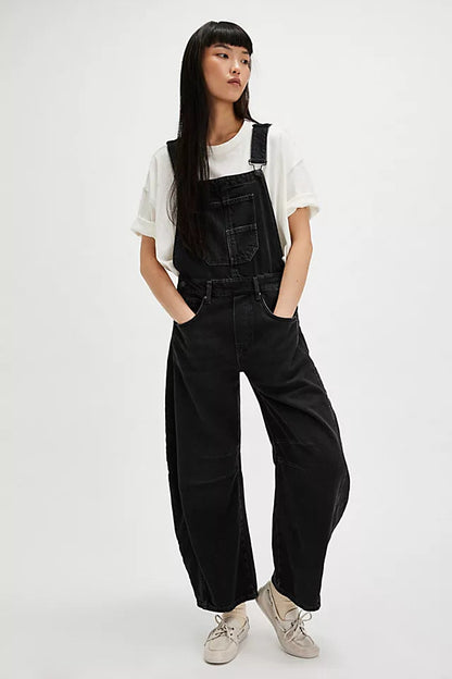 Women's Oversized Denim Overalls with Pockets