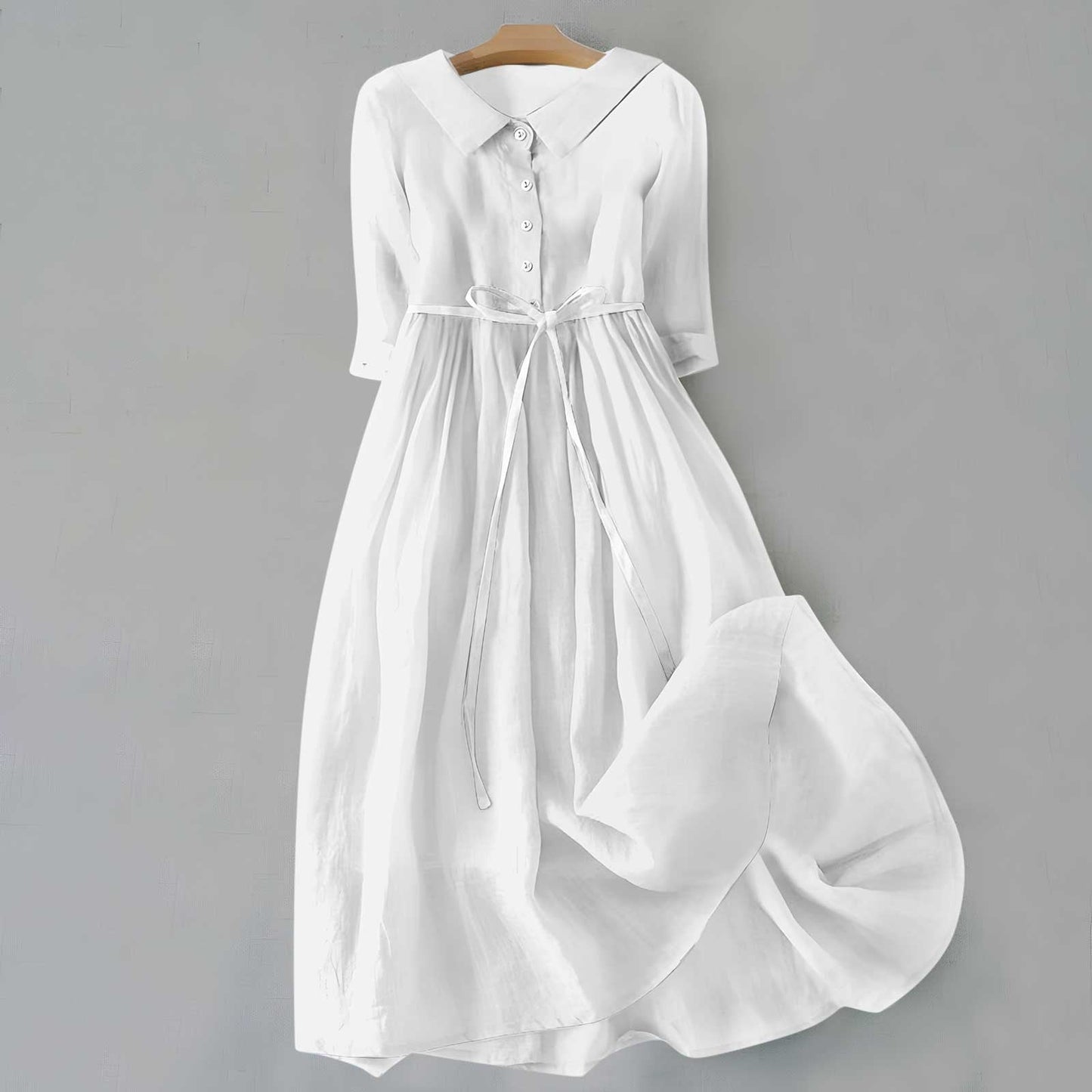 Elegant Button-Front Flowing Midi Dress for Women