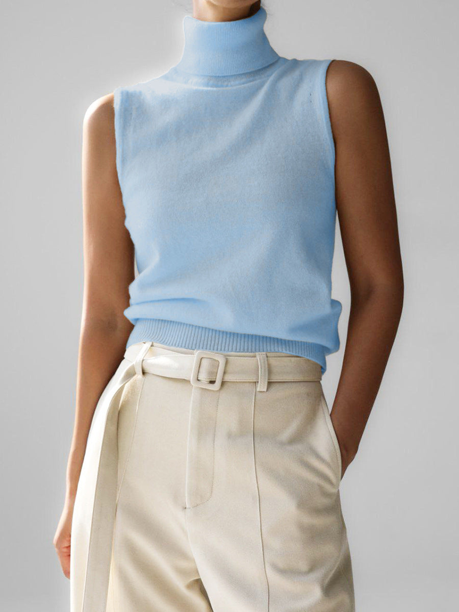 Women's Sleeveless Mock Neck Knit Top